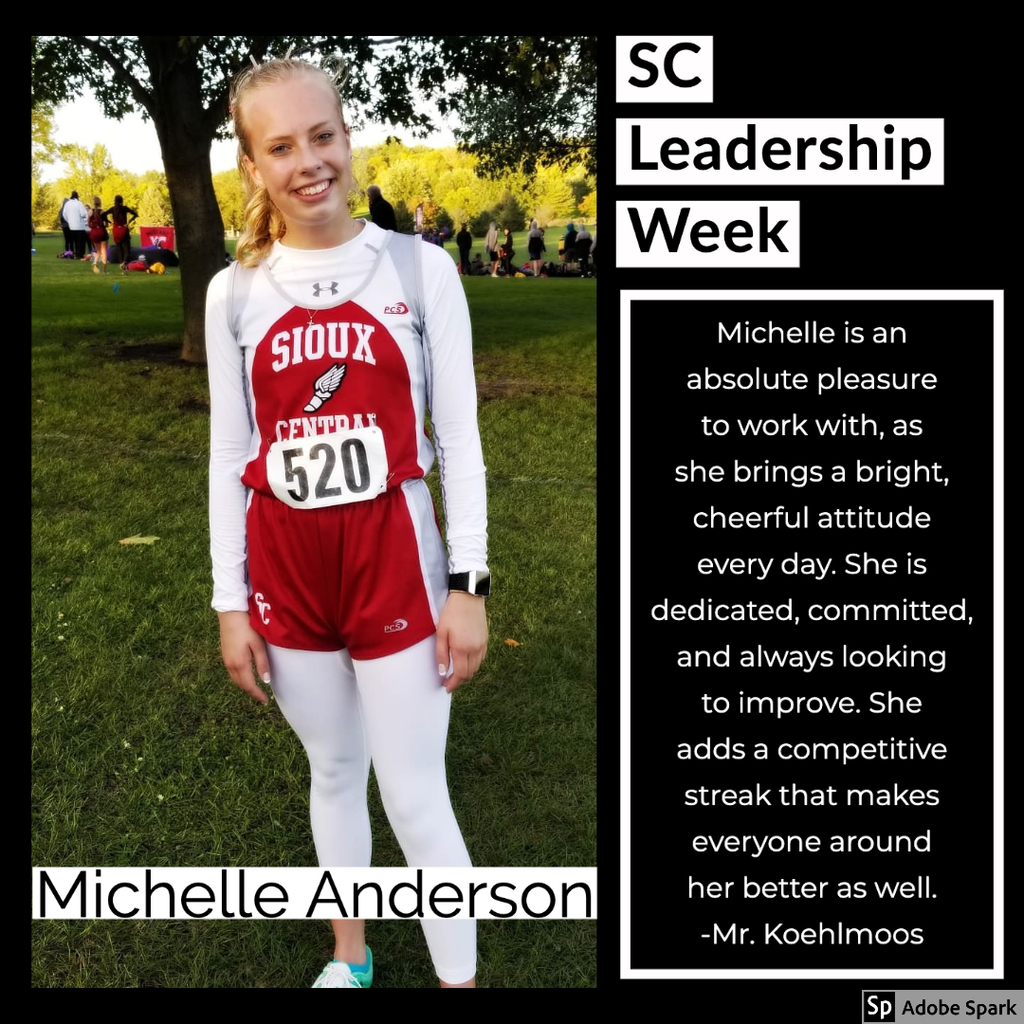 Michelle is an absolute pleasure to work with, as she brings a bright, cheerful attitude every day. She is dedicated, committed, and always looking to improve. She adds a competitive streak that makes everyone around her better as well. -Mr. Koehlmoos