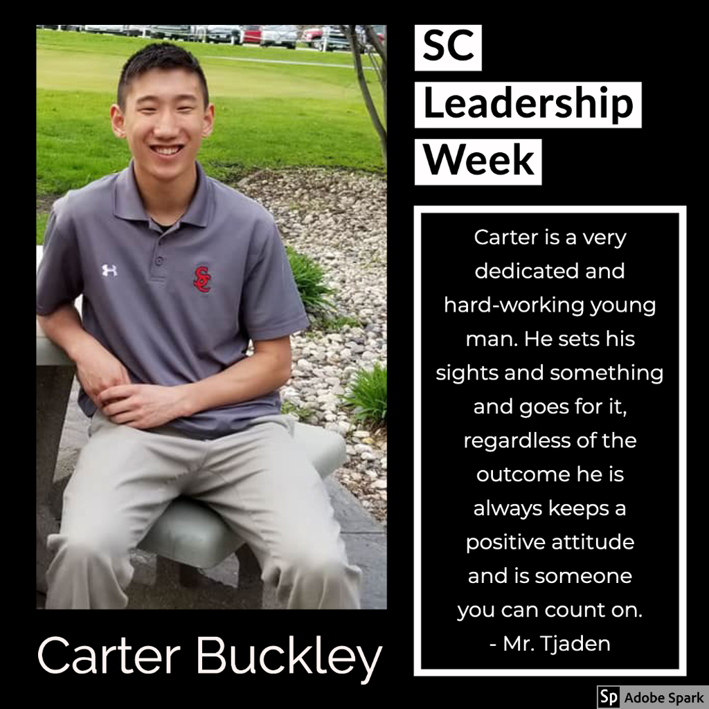 Carter is a very dedicated and hard-working young man.  He sets his sights and something and goes for it, regardless of the outcome he is always keeps a positive attitude and is someone you can count on. -Mr. Vasher