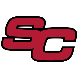 Red SC logo with black outline.